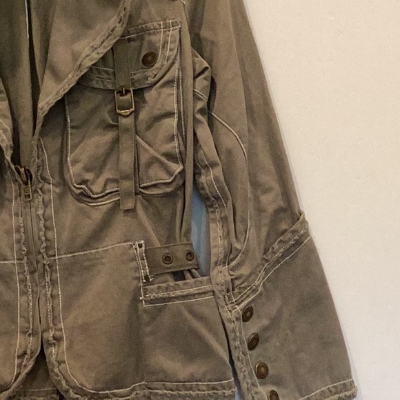 NWOT 22 Olive Green 100% Cotton twill military jacket in size M. - Picture 2 of 7